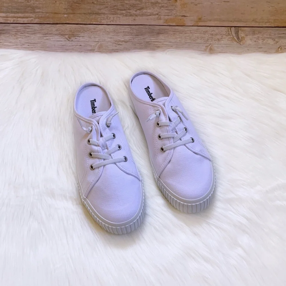 Timberland White Canvas Skyla Bay Mule Sneakers - Picture 3 of 7